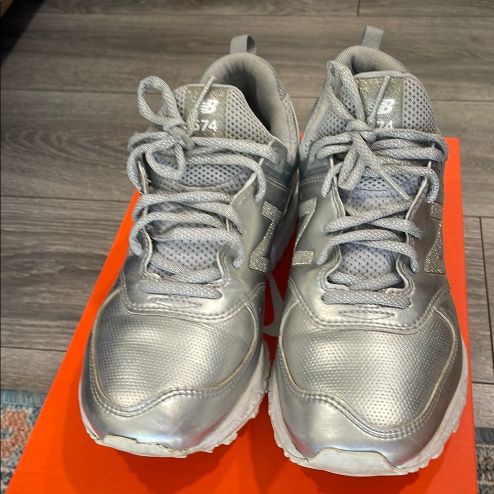 New Balance Womens Silver Sneakers
